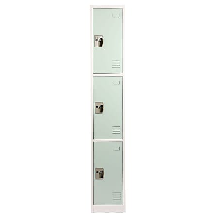 Alpine Large 3-Tier Steel Locker, 72”H x 12”W x 12”D, Misty Green