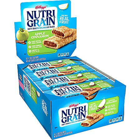 Kellogg's&reg; Nutri-Grain Bars, Apple Cinnamon, 1.3 Oz, Box Of 16
