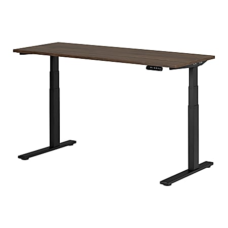 South Shore Ezra Electric Adjustable Height Standing Desk 48 34 H x 59 12 W x 27 12 D Natural WalnutMatte Black Office Depot