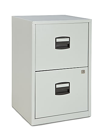 Bisley 14-13/16"D Vertical 2-Drawer Under-Desk File Cabinet, Light Gray