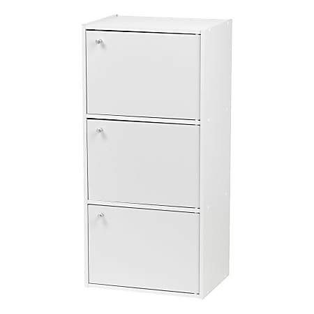 IRIS 35"H 3-Door Storage-Shelf, White