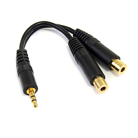 StarTech.com Stereo Splitter Cable - Phono Stereo 3.5mm (M) - Phono 2x Stereo (F) - 6in - Split a single headphone jack into two