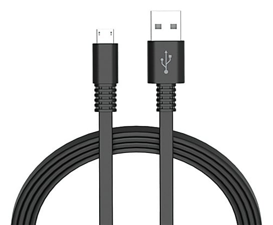 Ativa® Flat USB Type-A-To-Micro USB Type-B Cable, 6', Black, 41443