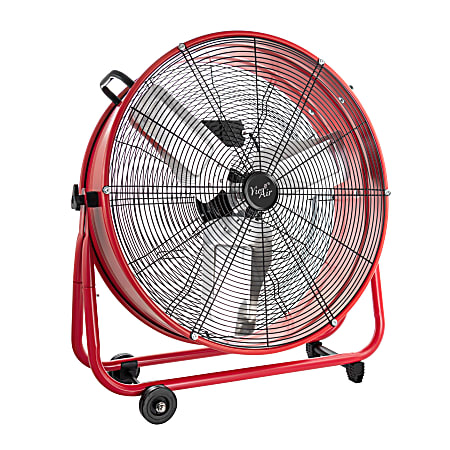 Vie Air 3-Speed Commercial Floor Drum Fan, 24" x 30-1/4", Red