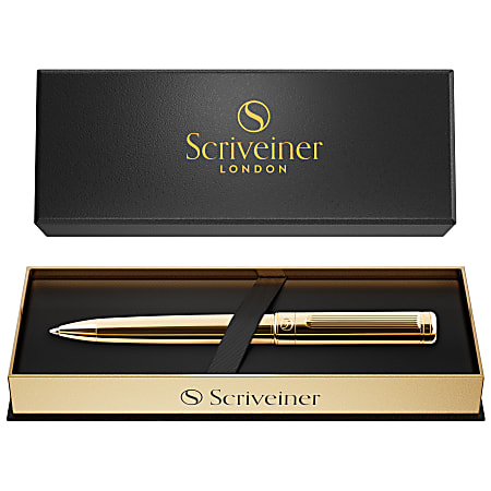 Scriveiner Classic Ballpoint Pen, Medium Point, 1.0 mm, Gold Barrel, Black Ink