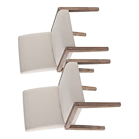 LumiSource Carmen Contemporary Dining Chairs, White Washed/Beige Fabric, Set Of 2 Chairs