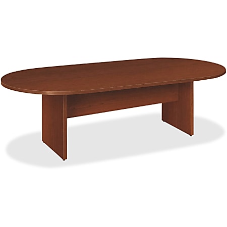 Basyx by HON Medium Cherry Laminate Oval Conference Table - Oval Top - Slab Base - 96" Table Top Width x 44" Table Top Depth x 1" Table Top Thickness - 29.50" Height - Medium Cherry - Medium Cherry, Laminated Top