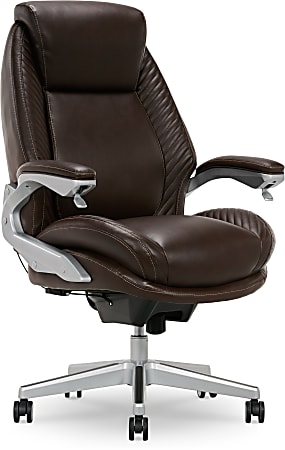 Serta® iComfort i6000 Ergonomic Bonded Leather High-Back Executive Chair, Brown/Silver