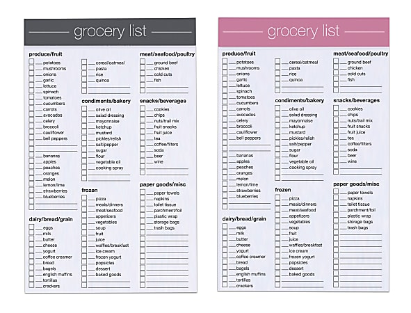 Office Depot® Brand Junior Legal Grocery List Pad, 5" x 8", Specialty Ruled, 100 Pages (50 Sheets), Assorted Colors