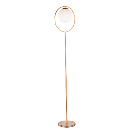 LumiSource Moon Floor Lamp, 65-1/4"H, White Shade/Gold Base