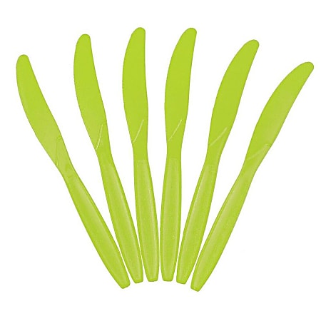 JAM PAPER Big Party Pack of Premium Plastic Knives, Lime Green, 100 Disposable Knives/Box 