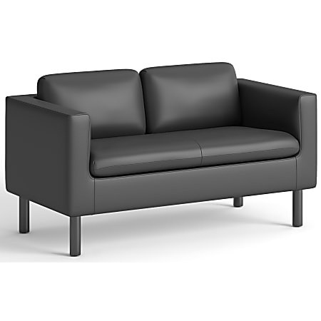 HON Parkwyn Loveseat - 29" Height x 53.5" Width x 26.8" Depth - Material: Polyurethane - Finish: Black - 1 Each