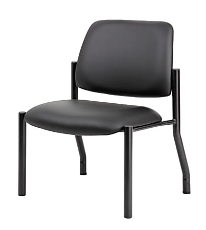 Boss Office Products Mid-Back Armless Guest Chair With Antimicrobial Vinyl, Heavy Duty, Black