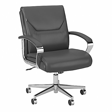 Bush Business Furniture South Haven Bonded Leather Mid-Back Executive Office Chair, Dark Gray, Standard Delivery