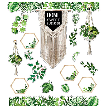 Schoolgirl Style Simply Boho Home Sweet Classroom Bulletin Board Set, Set Of 58 Pieces