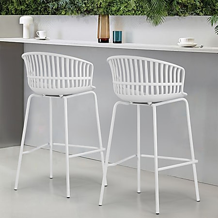 White plastic bar stools with backs sale