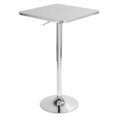 LumiSource Bistro Square Metal Bar Table, 41"H x 25-1/2"W x 25-1/2"D, Silver