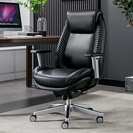 Serta&reg; iComfort i6000 Ergonomic Bonded Leather High-Back Manager Office Chair, Black/Silver