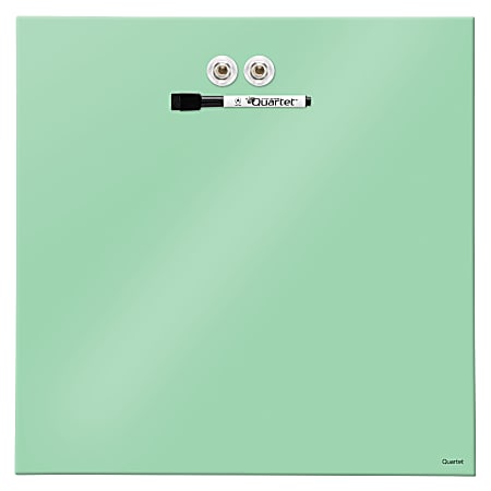 Quartet® Frameless Magnetic Glass Dry-Erase Board, Tempered Glass, 17" x 17", Green