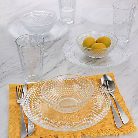 Gibson Home Clearview Diamond Glass Dinnerware Set Clear Office