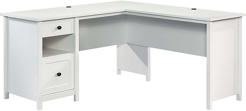 Sauder® County Line 61"W L-Shaped Office Desk With File Drawer, Soft White