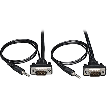 Eaton Tripp Lite Series Low-Profile High Resolution SVGA/VGA Monitor Cable with Audio and RGB Coaxial (HD15 M/M), 3 ft. (0.91 m) - P504003SM