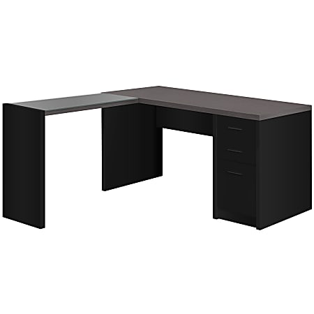 Monarch Specialties Jason 60"W L-Shaped Computer Desk With 56"W Return, Black/Gray