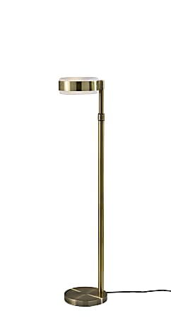 Adesso ADS360 Linis Floor Lamp, Antique Brass/White Glosted Glass Shade