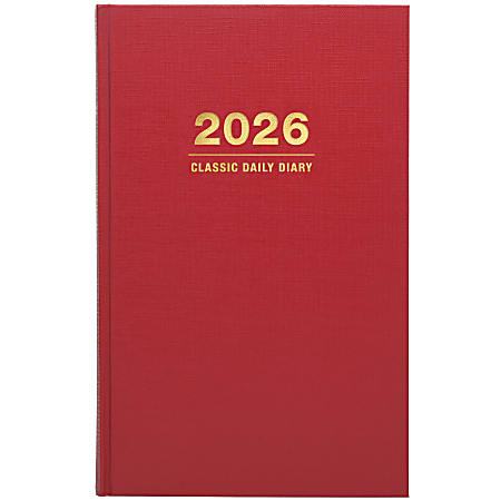 2026 Excello Brands Standard Diary Daily Journal Planner, 5.5" x 8", Red November 2025 - December 2026, (SDCY26-RD)