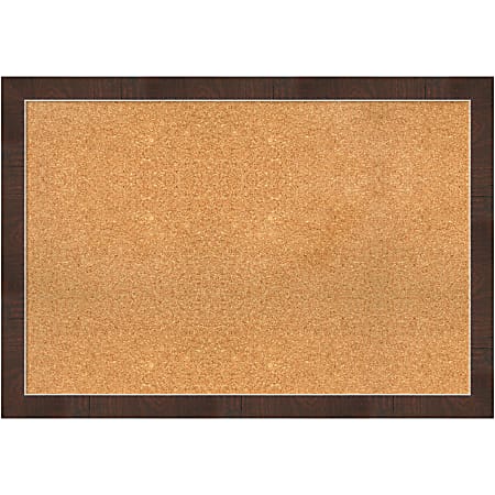 Amanti Art Non-Magnetic Cork Bulletin Board, 39" x 27", Natural, Wildwood Brown Narrow Wood Frame