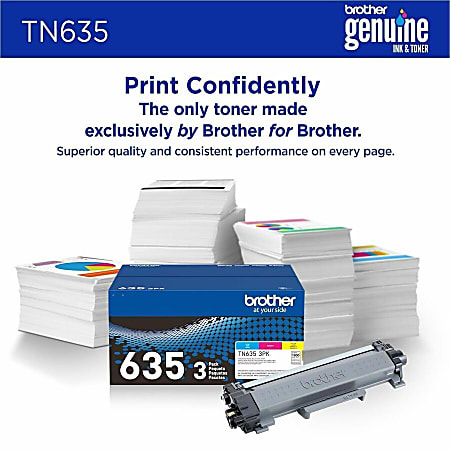 Brother TN635 Cyan Magenta and Yellow Standard Yield Toner