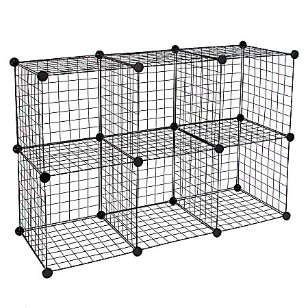 Mount-It! Work-It 6-Cube Wire Modular Storage Organizer, 14"H x 14"W x 14"D, Black