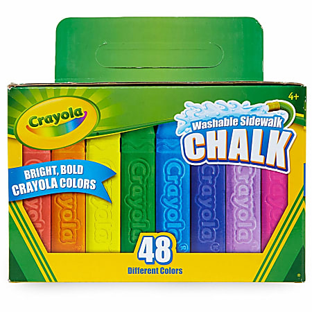 Crayola&reg; Washable Sidewalk Chalk, 3/8", Assorted Colors, Box Of 48