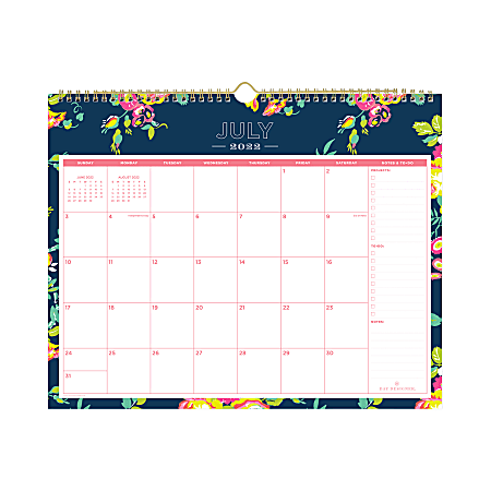 Day Designer Monthly Safety Wirebound Wall Calendar, 15" x 12", Peyton Navy, July 2022 to June 2023, 107934-A2