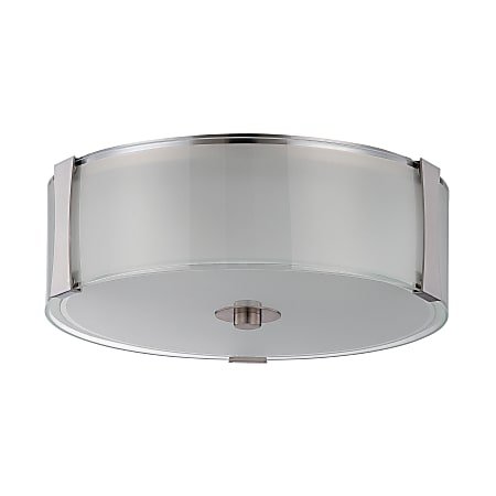 Luminance LED Round Flush Ceiling Mount Fixture, 14", 26 Watts, 3000K/Warm White, 2600 Lumen, Bright Satin Nickel/Etched Glass