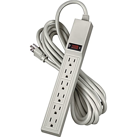 Fellowes® 6-Outlet Power Strip, 15' Cord, Platinum