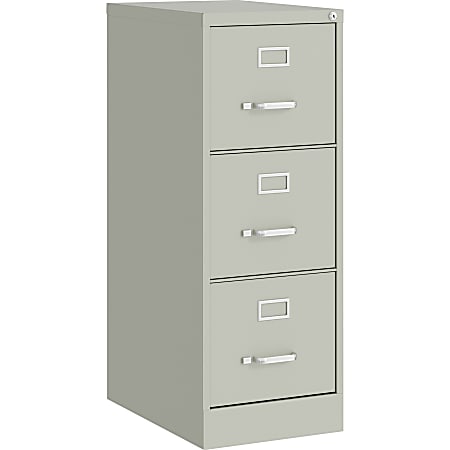 Lorell Fortress Commercial-grade Vertical File - 15" x 22" x 40.2" - 3 x Drawer(s) for File - Letter - Vertical - Ball-bearing Suspension, Removable Lock, Pull Handle, Wire Management - Light Gray - Steel - Recycled