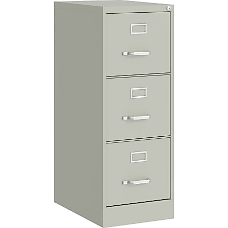 Lorell Fortress Series 22" Commercial-Grade Vertical File Cabinet - 15" x 22" x 40.2" - 3 x Drawer(s) for File - Letter - Vertical - Ball-bearing Suspension, Removable Lock, Pull Handle, Wire Management - Light Gray - Steel - Recycled