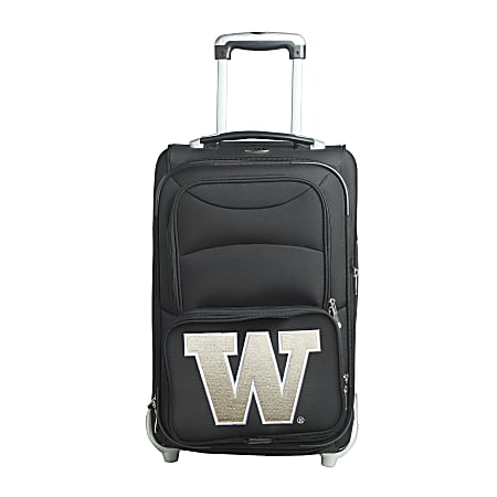Denco Sports Luggage NCAA Expandable Rolling Carry-On, 20 1/2" x 12 1/2" x 8", Washington Huskies, Black