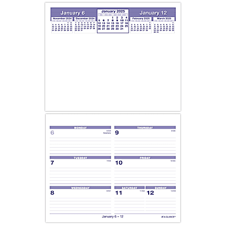 2025 AT-A-GLANCE® Flip-A-Week® Weekly Desk Calendar Refill, 5-1/2" x 7", Traditional, January 2025 To December 2025, SW705X50