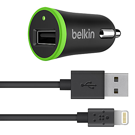 Belkin® BOOST UP™ Car Charger With ChargeSync Cable For Apple® iPad®, iPhone® And iPod®, Black