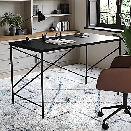 Martha Stewart Maddox 24W Home Office Parsons Computer Desk With Metal  X-Frame, Black/Oil Rubbed Bronze