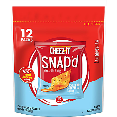 Keebler Snap'd Cheddar Sour Cream & Onion Crackers - Cheddar Sour Cream, Onion - 9 oz - 12 / Box