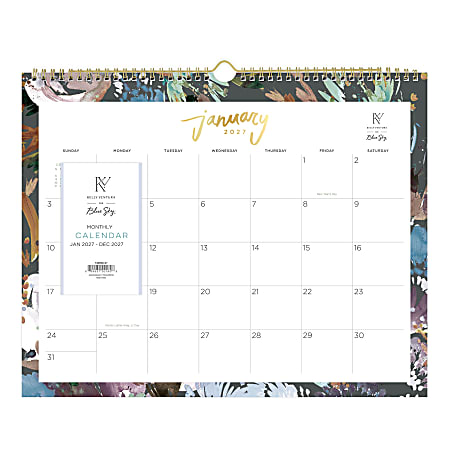 2027 Blue Sky Midnight Garden Monthly Wall Calendar, 15x12, 0%, Midnight Garden, Jan–Dec, RY27