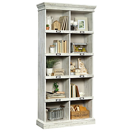 Sauder tall bookcase on sale with divided storage