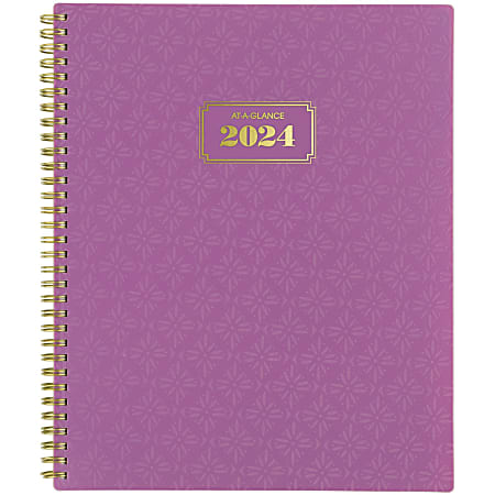 2024-2025 AT-A-GLANCE® BADGE 13-Month Weekly/Monthly Planner, 8-1/2" x 11", Purple UV Tile, January 2024 To January 2025, 1675T-905