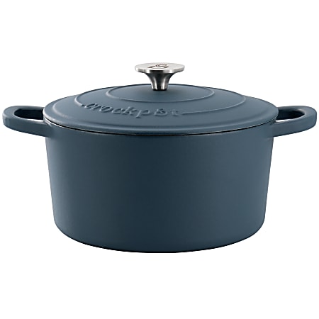 Crock-Pot Artisan 7-Quart Enameled Cast Iron Round Dutch Oven With Lid, Matte Navy Blue