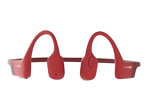 AfterShokz Aeropex Headphones with mic open ear behind the neck mount Bluetooth wireless solar red Office Depot