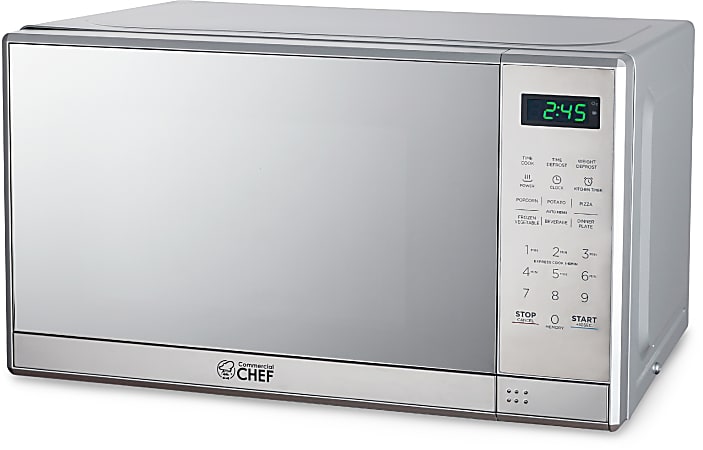 Commercial Chef Small Countertop Microwave With Digital Display,  0.7 Cu. Ft., Stainless Steel