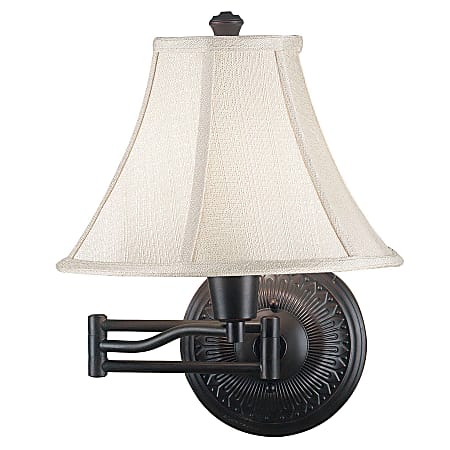 Kenroy 16" Swing-Arm Wall Lamp, Oil-Rubbed Bronze Finish With Cream Bell Shade